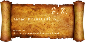 Hamar Krisztián névjegykártya